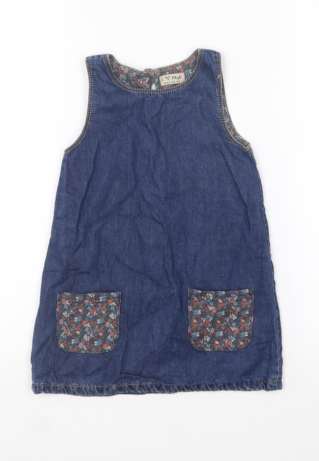 NEXT Girls Blue  Cotton Shift  Size 2-3 Years  Round Neck