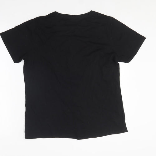 New Look Womens Black  Cotton Basic T-Shirt Size 14 Round Neck