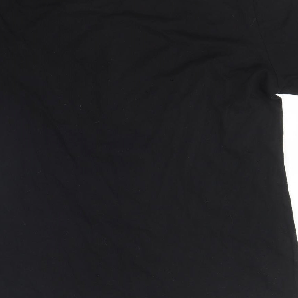 New Look Womens Black  Cotton Basic T-Shirt Size 14 Round Neck