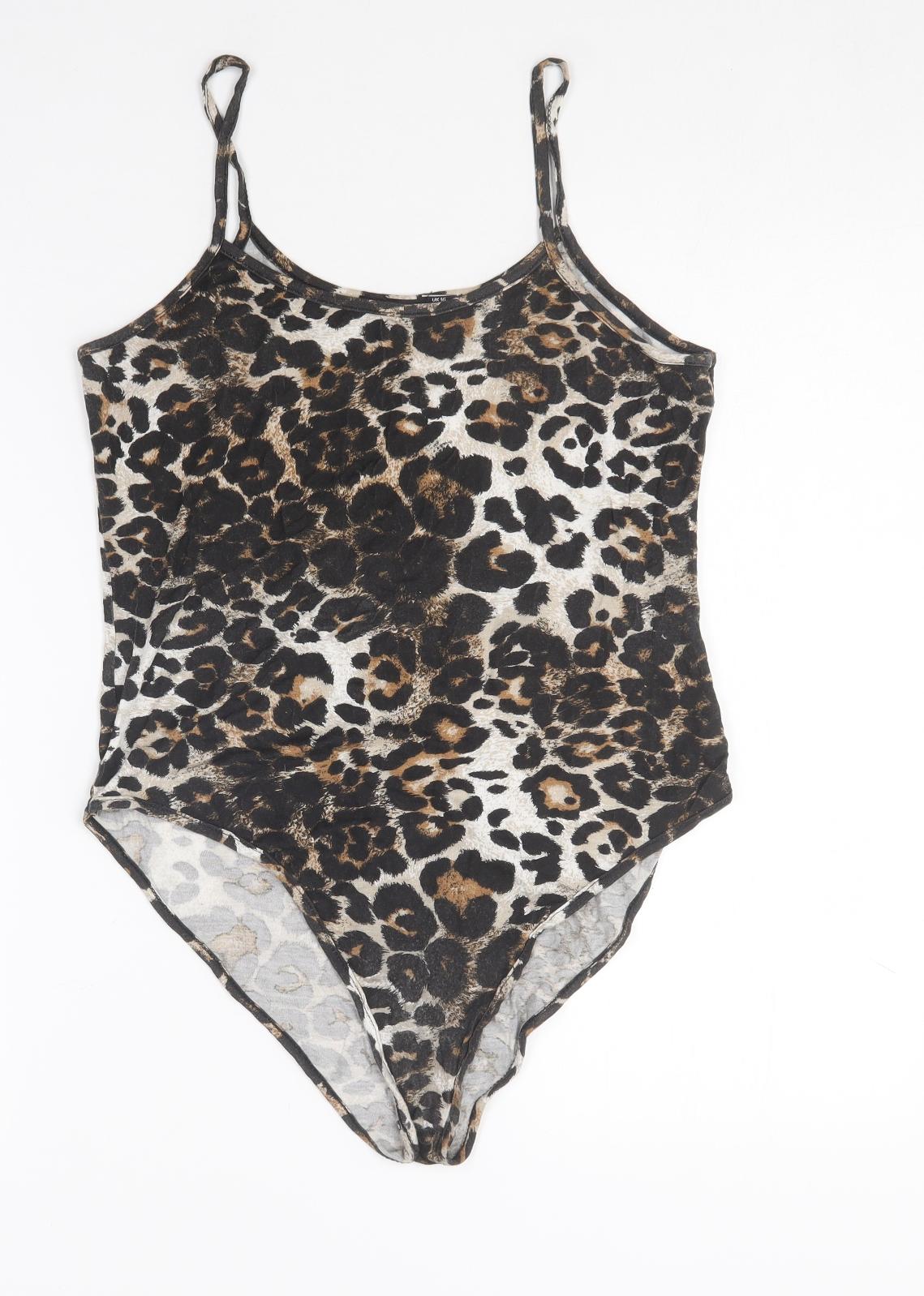 I SAW IT FIRST Womens Multicoloured Animal Print Cotton Bodysuit One-Piece Size 16