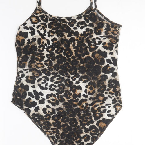 I SAW IT FIRST Womens Multicoloured Animal Print Cotton Bodysuit One-Piece Size 16