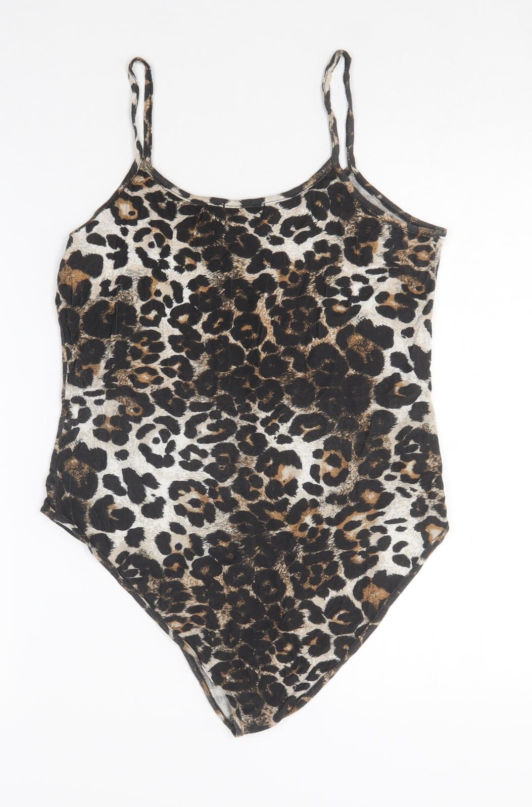 I SAW IT FIRST Womens Multicoloured Animal Print Cotton Bodysuit One-Piece Size 16