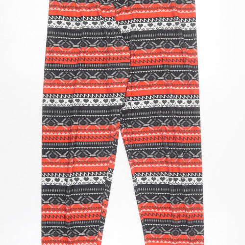 PRETTYLITTLETHING Womens Multicoloured Geometric Polyester Jogger Leggings Size 14 L26 in