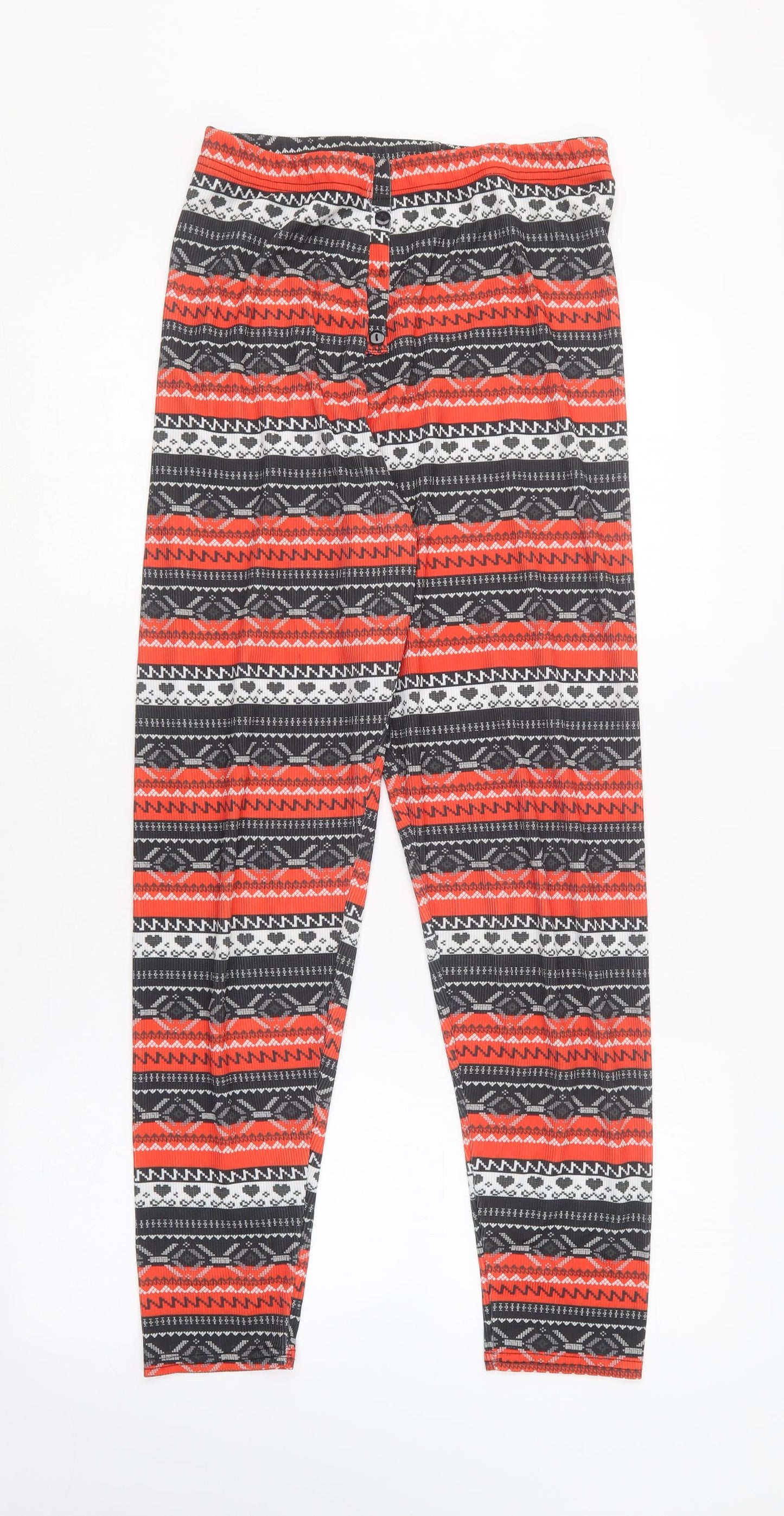 PRETTYLITTLETHING Womens Multicoloured Geometric Polyester Jogger Leggings Size 14 L26 in