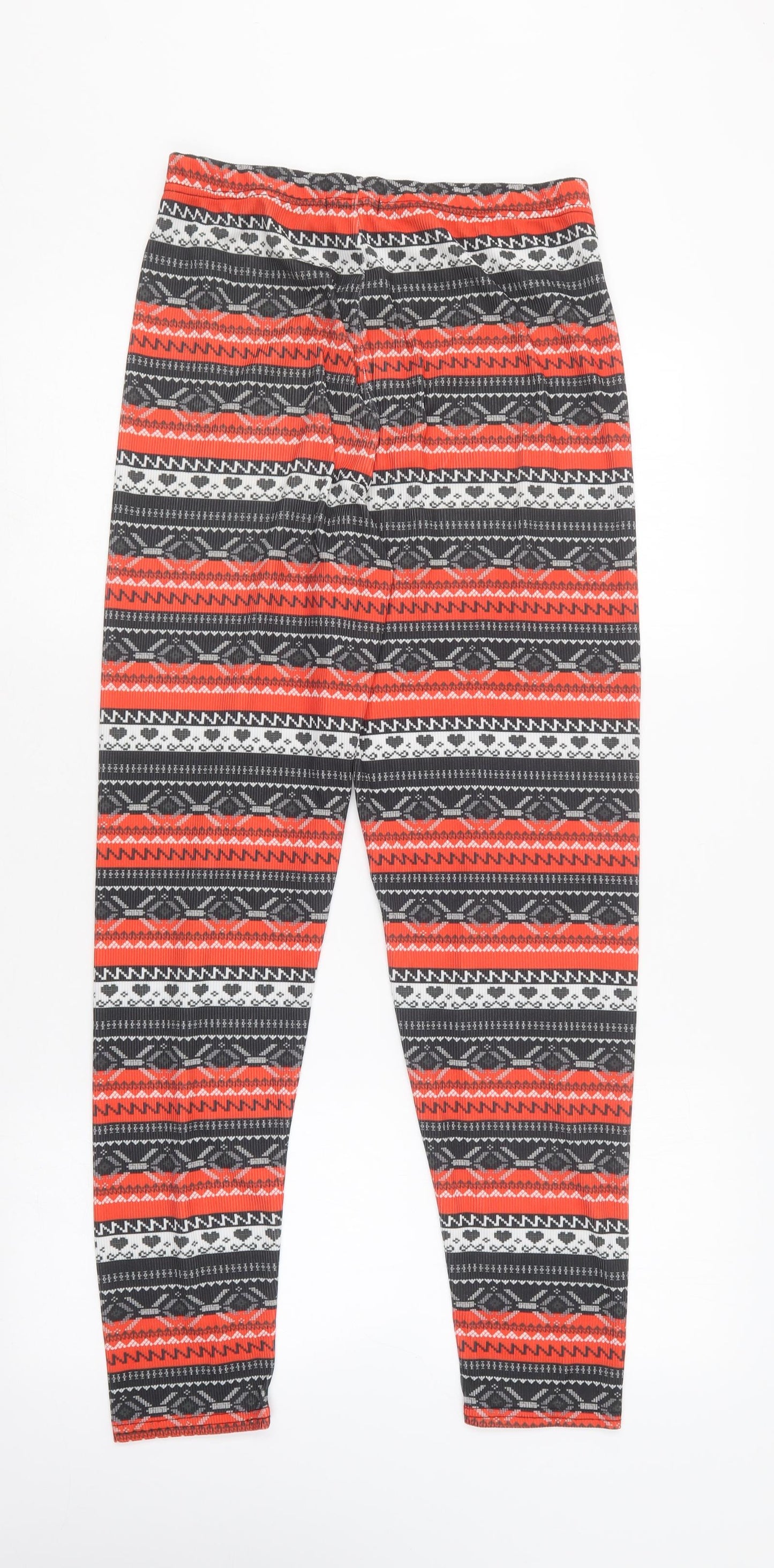 PRETTYLITTLETHING Womens Multicoloured Geometric Polyester Jogger Leggings Size 14 L26 in