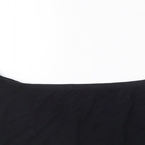 PRETTYLITTLETHING Womens Black  Viscose Cropped T-Shirt Size 14 Off the Shoulder