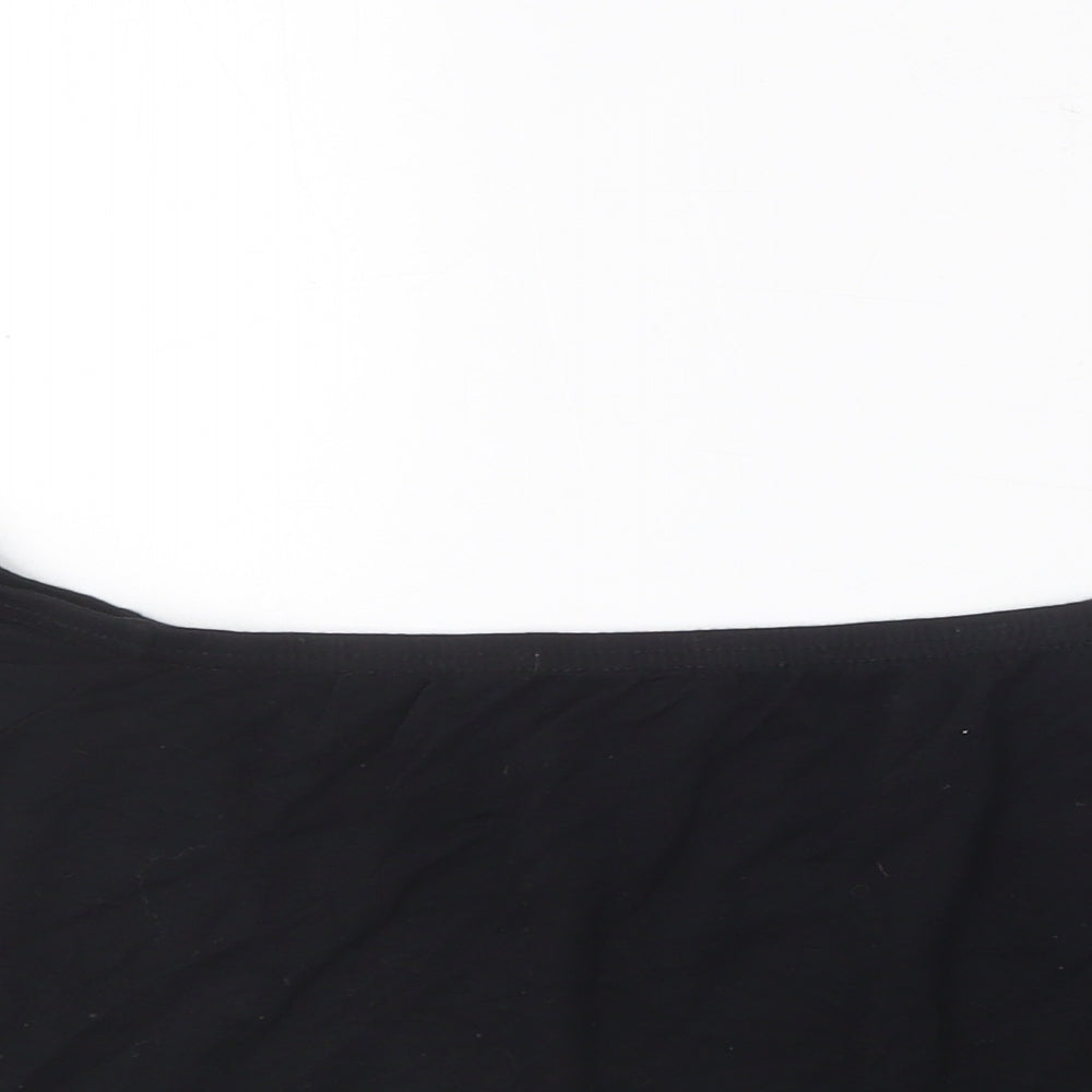 PRETTYLITTLETHING Womens Black  Viscose Cropped T-Shirt Size 14 Off the Shoulder