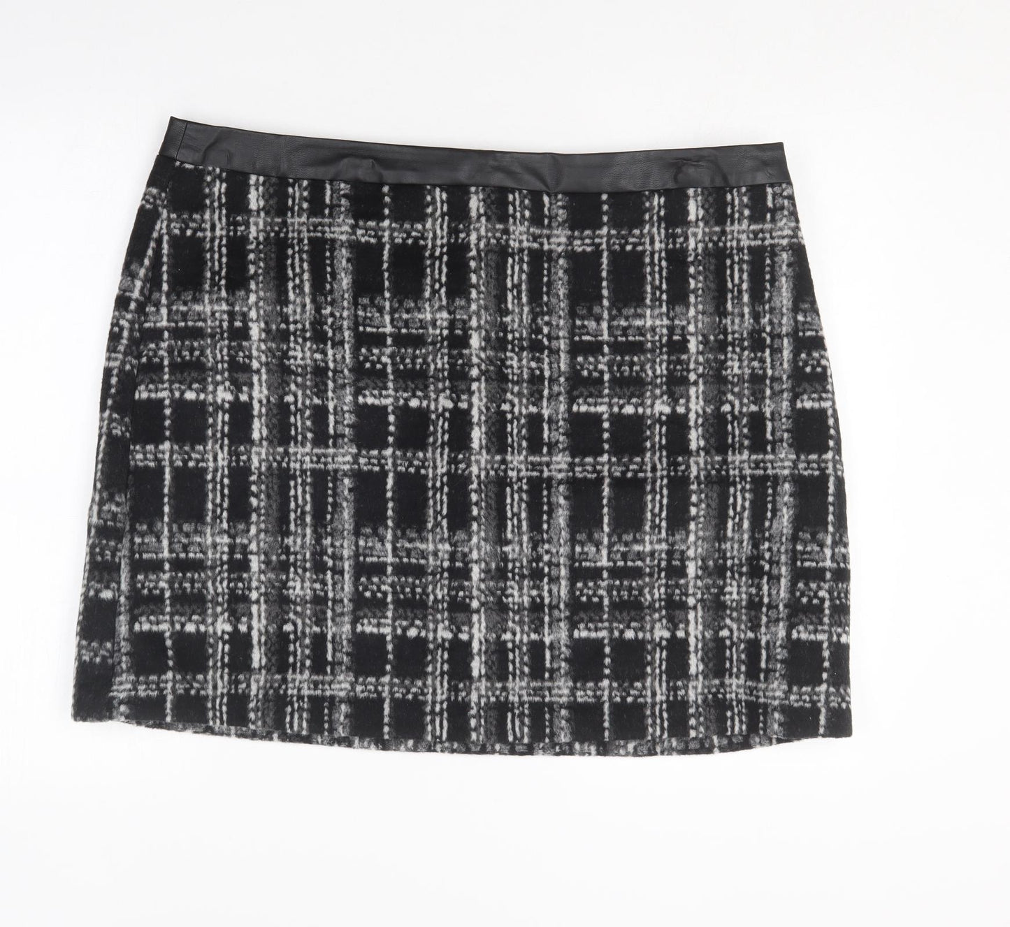 F&F Womens Black Plaid Polyester Mini Skirt Size 20