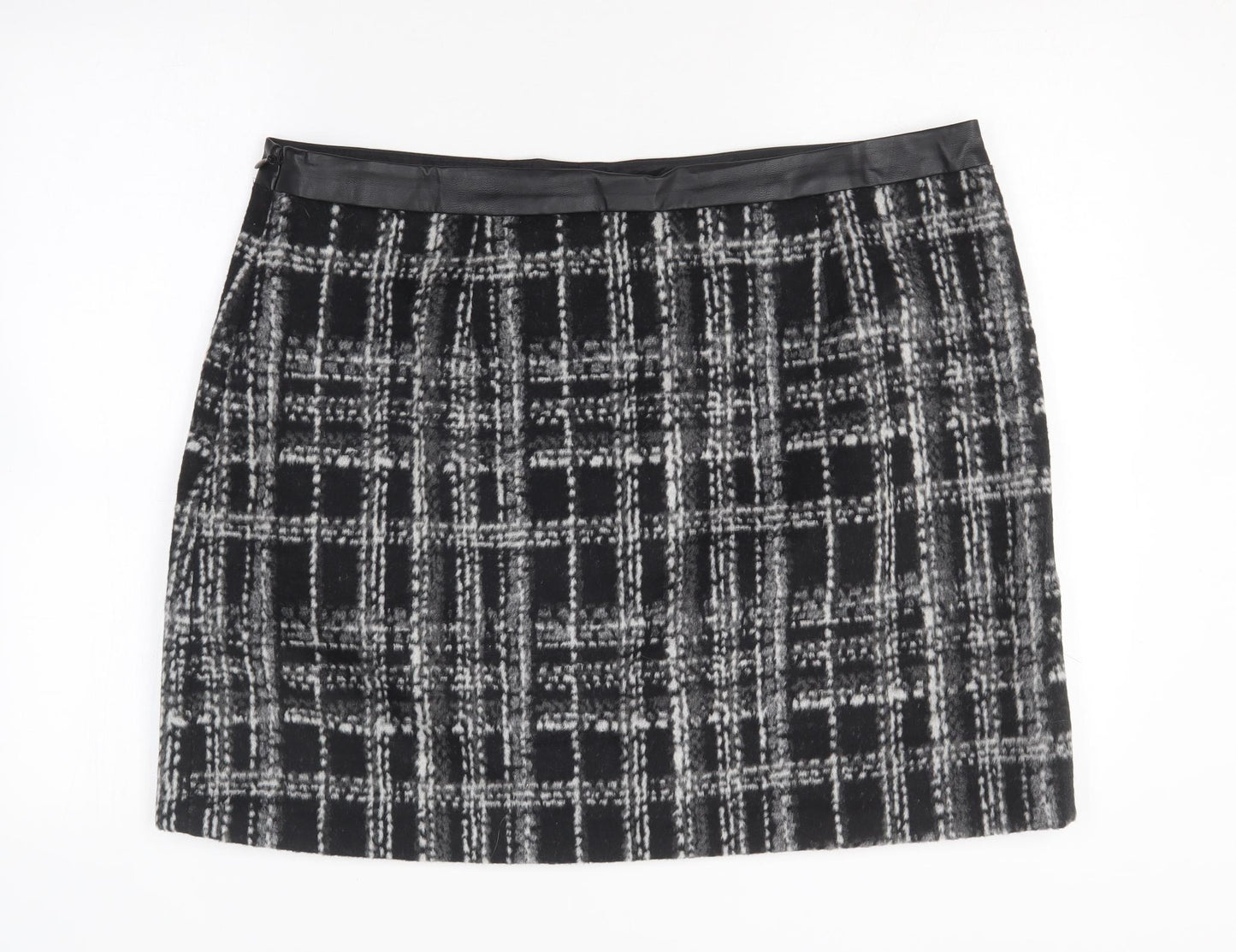 F&F Womens Black Plaid Polyester Mini Skirt Size 20