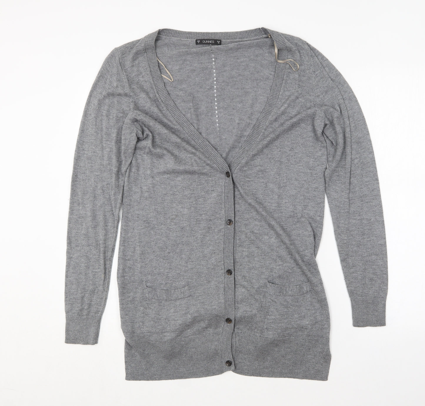 Dunnes Stores Womens Grey V-Neck  Nylon Cardigan Jumper Size 12