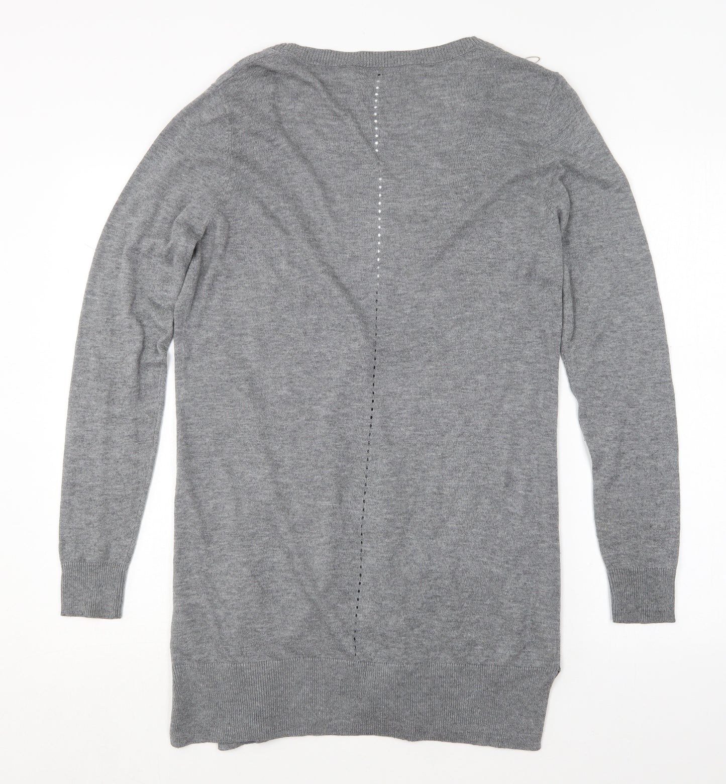 Dunnes Stores Womens Grey V-Neck  Nylon Cardigan Jumper Size 12