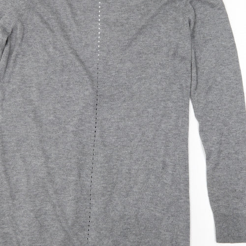 Dunnes Stores Womens Grey V-Neck  Nylon Cardigan Jumper Size 12