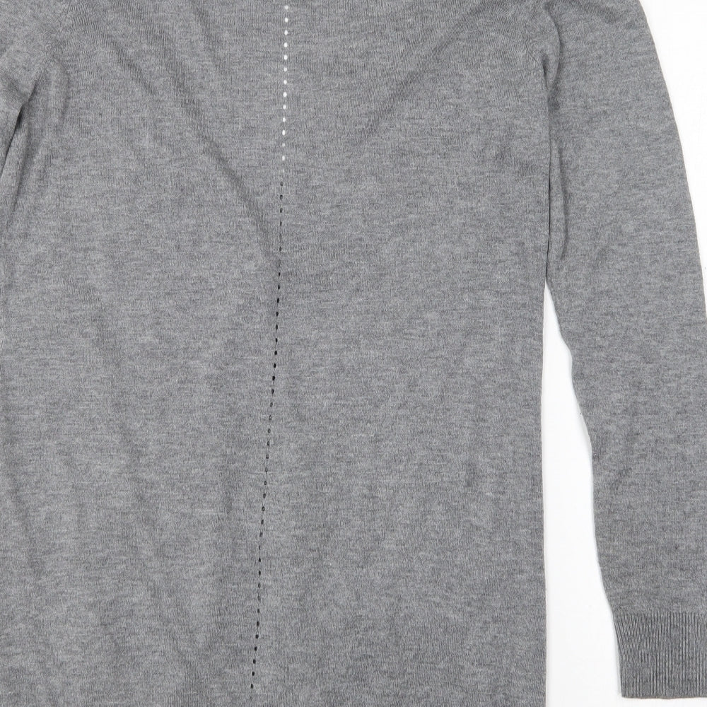 Dunnes Stores Womens Grey V-Neck  Nylon Cardigan Jumper Size 12