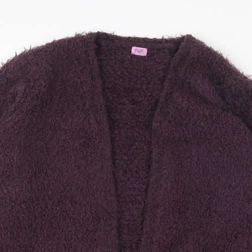 F&F Girls Purple V-Neck  Polyester Cardigan Jumper Size 13-14 Years