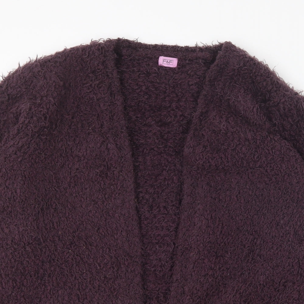 F&F Girls Purple V-Neck  Polyester Cardigan Jumper Size 13-14 Years