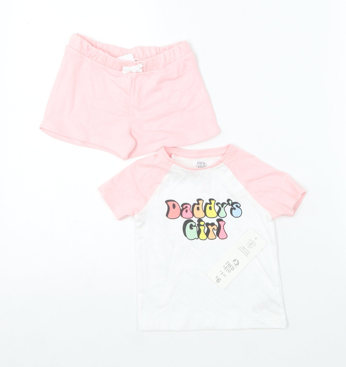 F&F Baby Pink Solid Cotton Cami Pyjama Set Size 6-9 Months   - Daddy's Girl