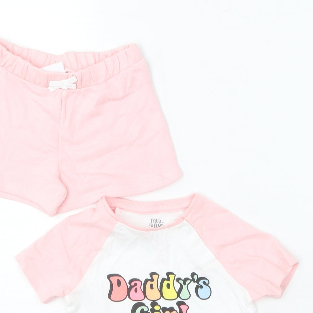F&F Baby Pink Solid Cotton Cami Pyjama Set Size 6-9 Months   - Daddy's Girl