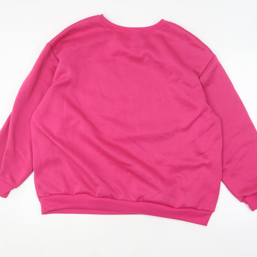 SheIn Womens Pink Round Neck  Polyester Pullover Jumper Size 2XL
