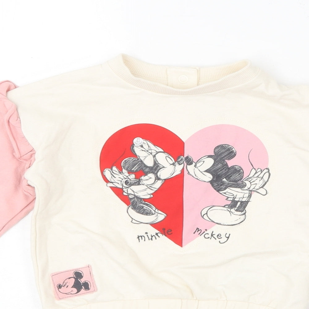 Marks and Spencer Baby Pink  Cotton Pullover Jumper Size 6-9 Months   - Mickey Mouse
