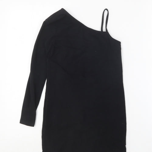 SheIn Girls Black  Cotton Mini  Size 10 Years  One Shoulder