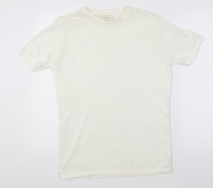River Island Womens White Round Neck Acrylic Pullover Jumper Size S