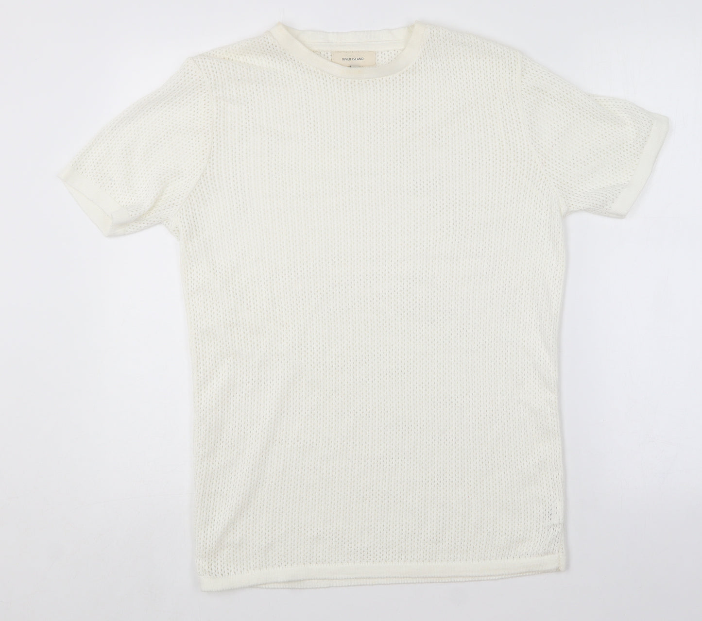 River Island Womens White Round Neck  Acrylic Pullover Jumper Size S