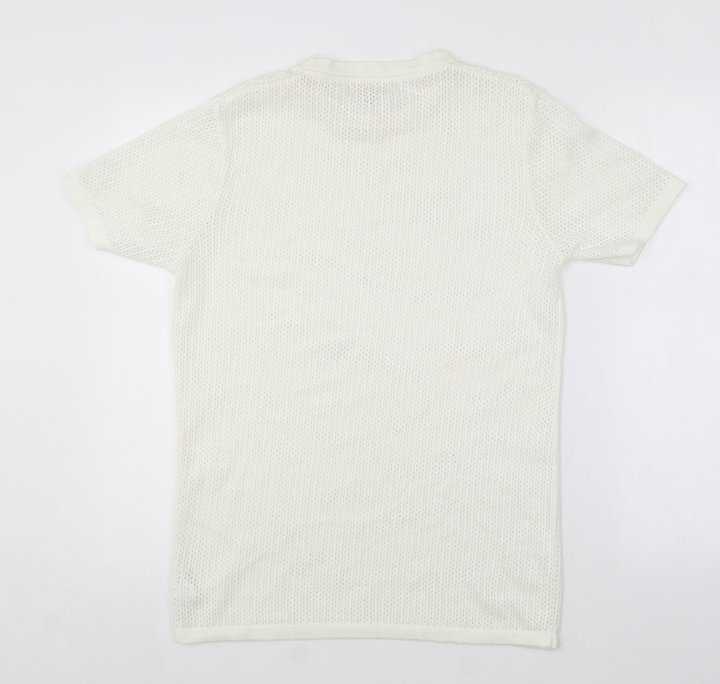 River Island Womens White Round Neck  Acrylic Pullover Jumper Size S