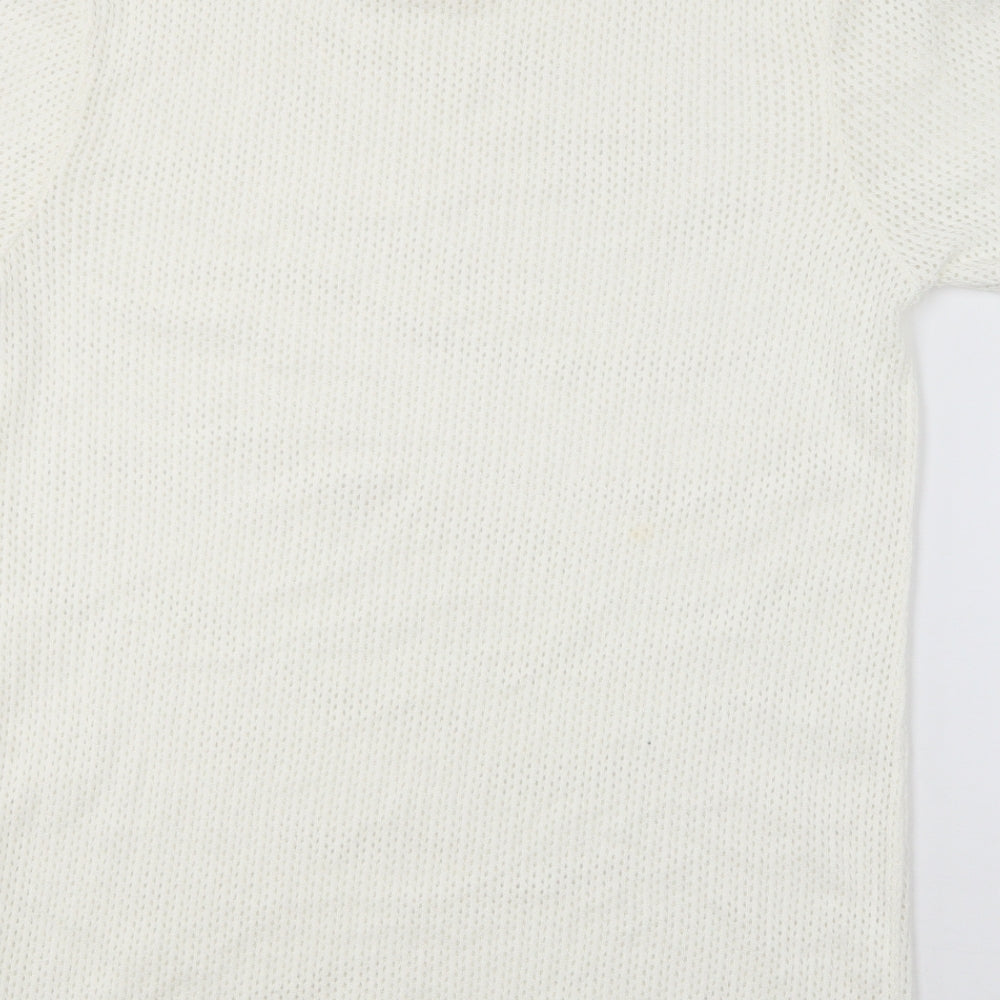 River Island Womens White Round Neck  Acrylic Pullover Jumper Size S