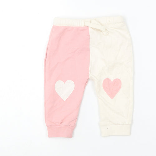 Marks and Spencer Baby Pink  Cotton Jogger Trousers Size 12 Months