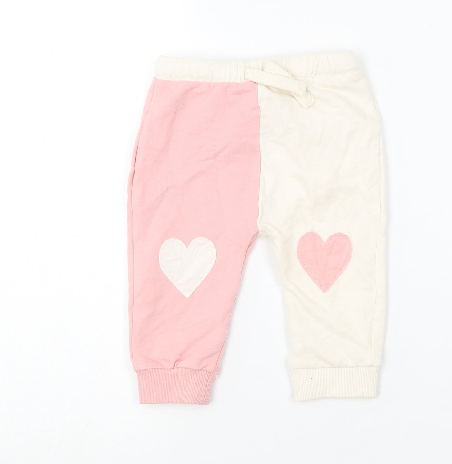 Marks and Spencer Baby Pink  Cotton Jogger Trousers Size 12 Months