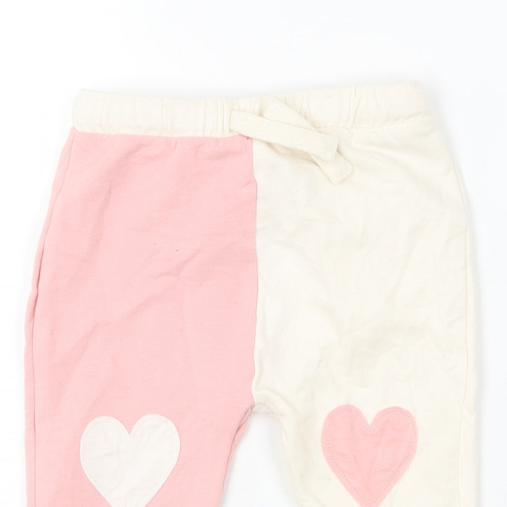 Marks and Spencer Baby Pink  Cotton Jogger Trousers Size 12 Months
