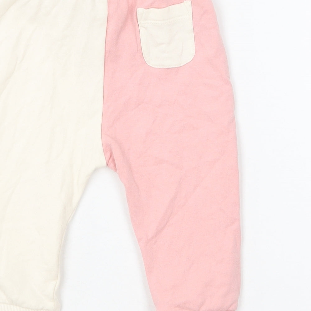 Marks and Spencer Baby Pink  Cotton Jogger Trousers Size 12 Months