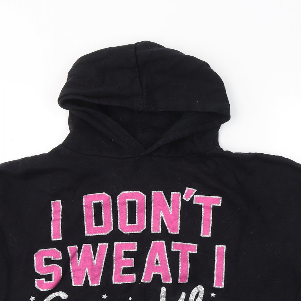 I Don't Womens Black  Cotton Pullover Hoodie Size 8  Pullover - I don't sweat I sparkle