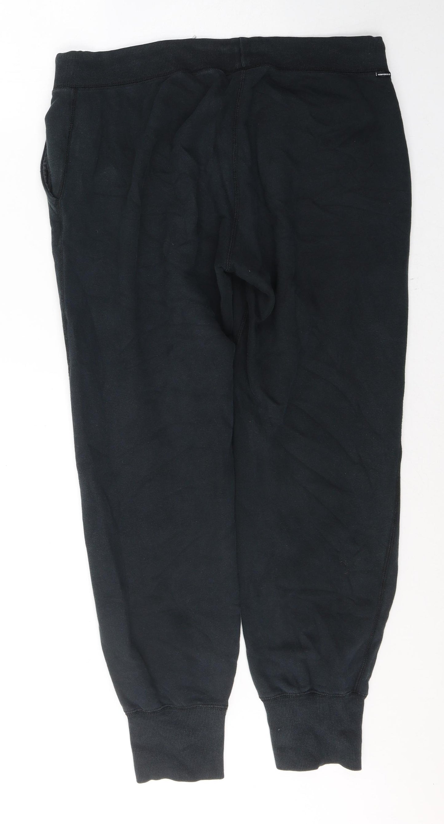 Converse Mens Black  Cotton Sweatpants Trousers Size L L28 in Regular Tie
