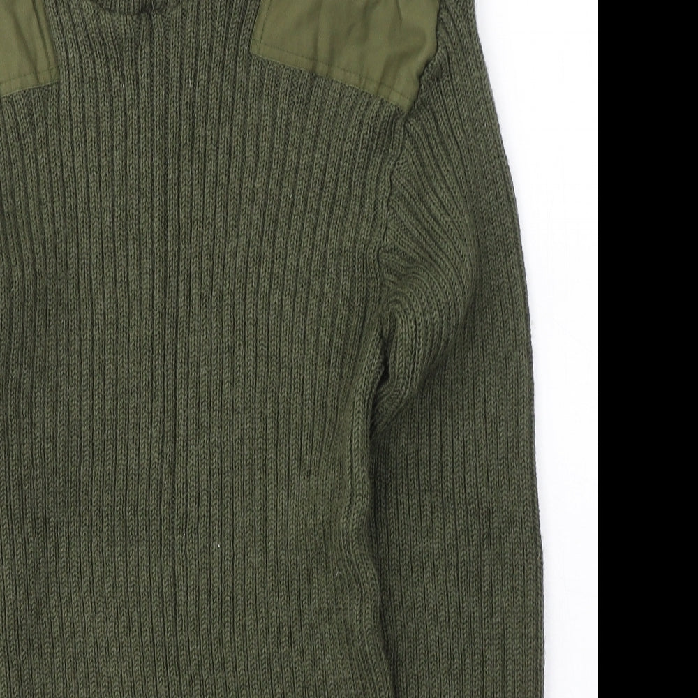 Preworn Mens Green Round Neck  Wool Pullover Jumper Size M
