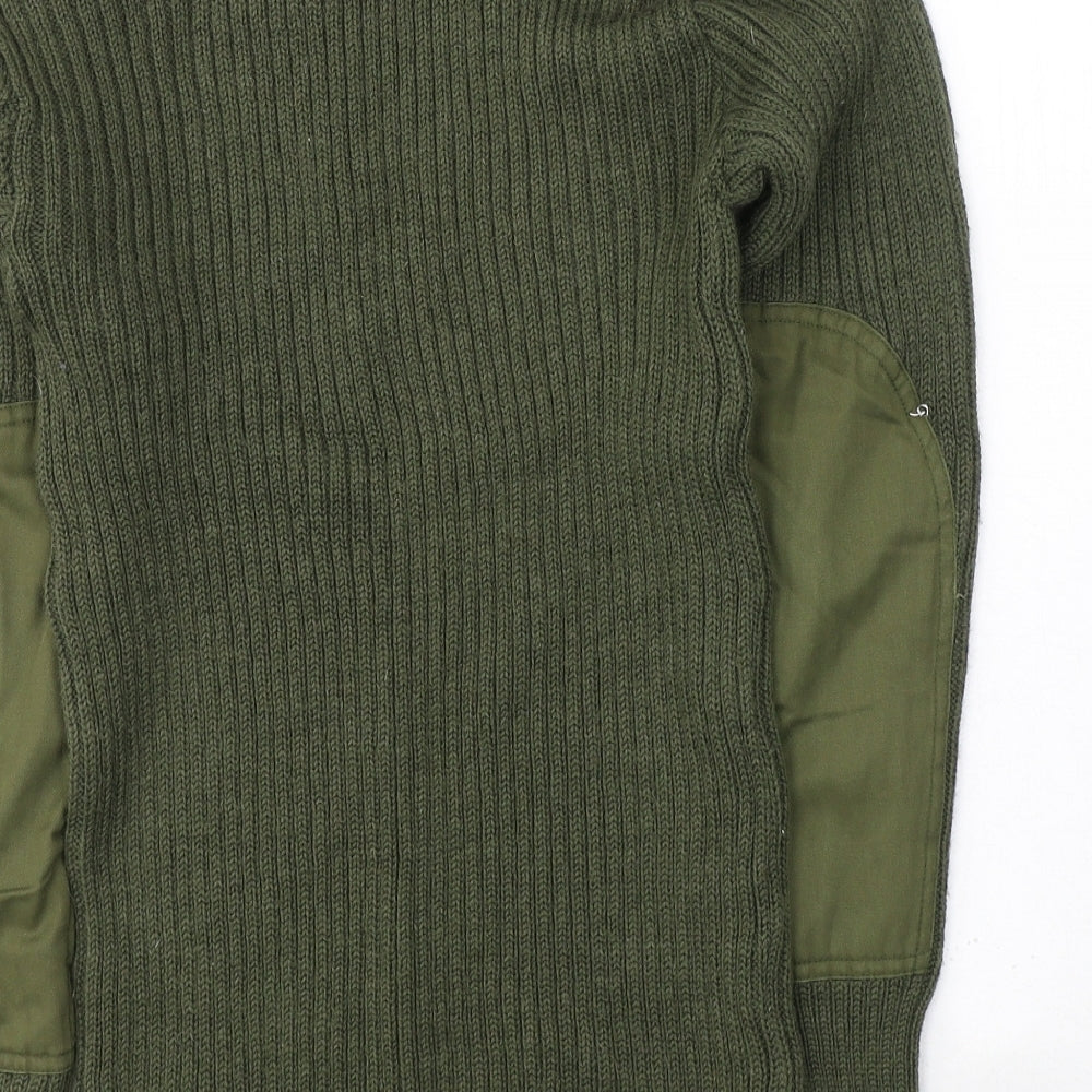 Preworn Mens Green Round Neck  Wool Pullover Jumper Size M