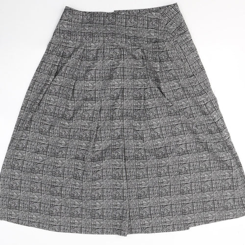 Marks and Spencer Womens Black Geometric Polyester A-Line Skirt Size 10   Button