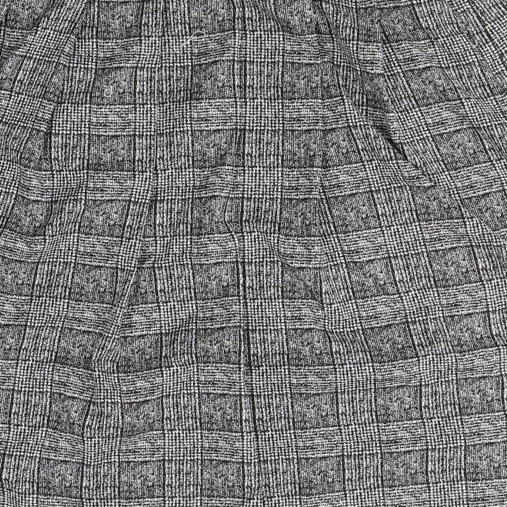 Marks and Spencer Womens Black Geometric Polyester A-Line Skirt Size 10   Button