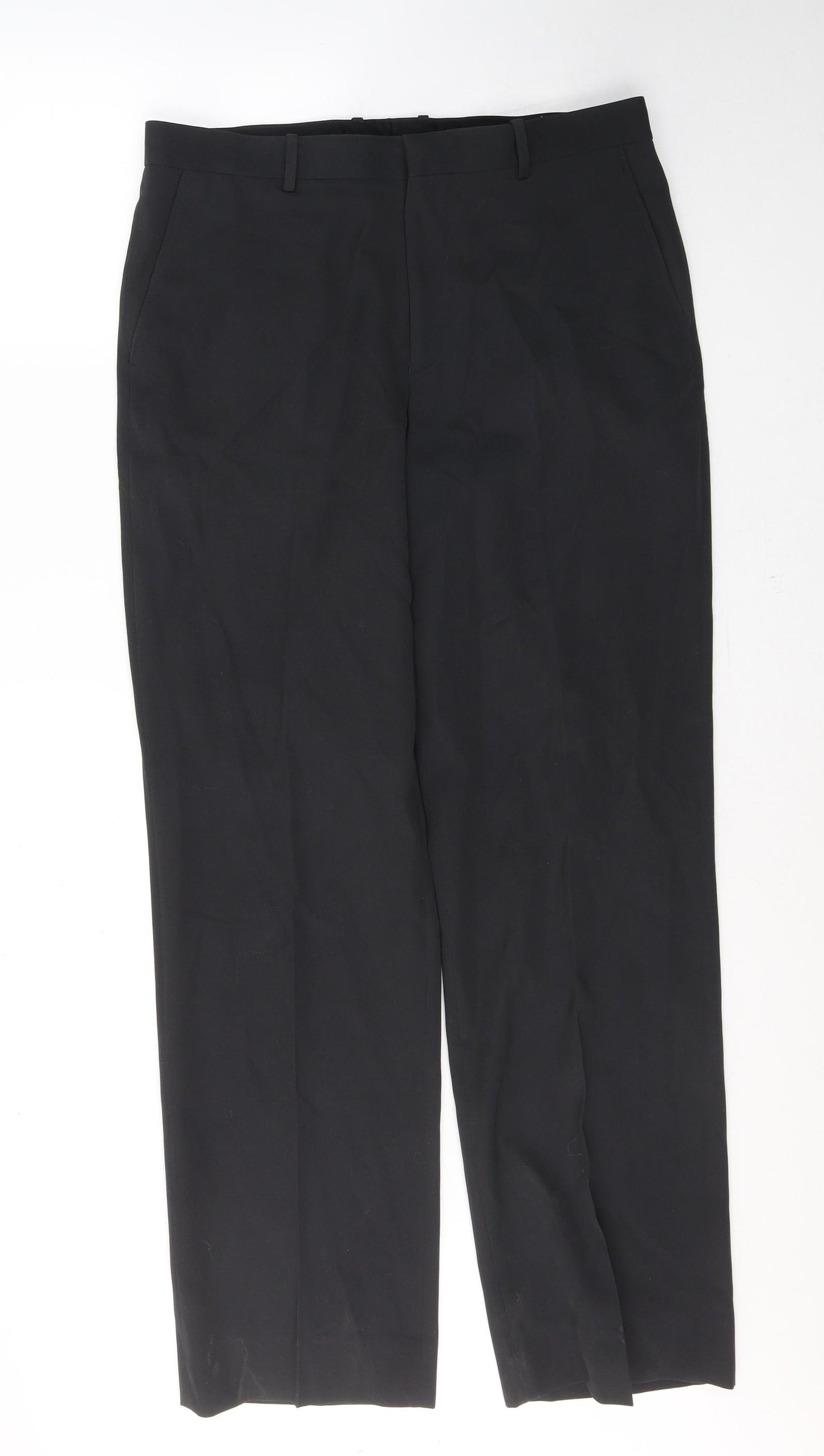 AuraLee Mens Black  Wool Trousers  Size 34 in L31 in Regular Button