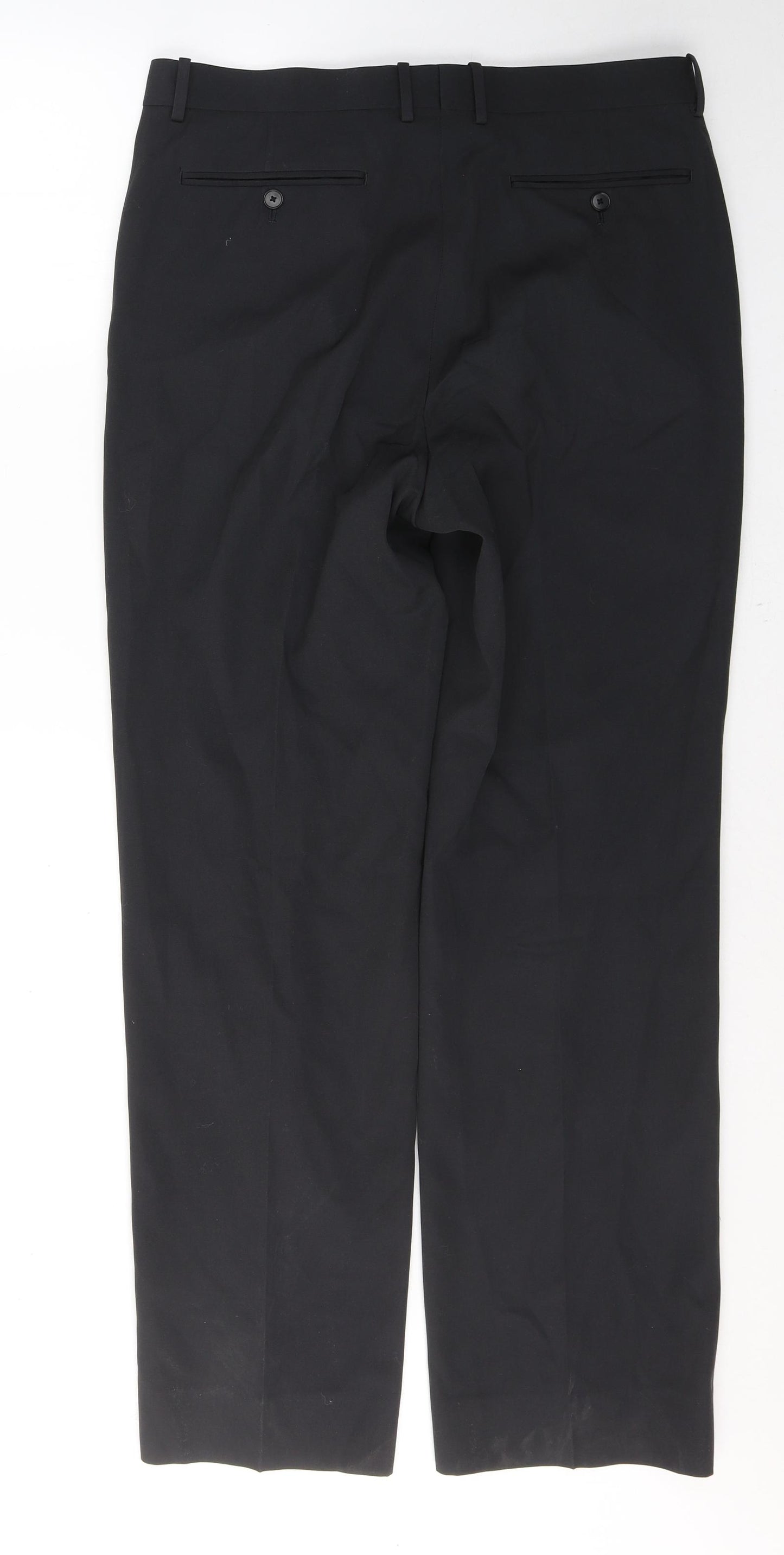 AuraLee Mens Black  Wool Trousers  Size 34 in L31 in Regular Button