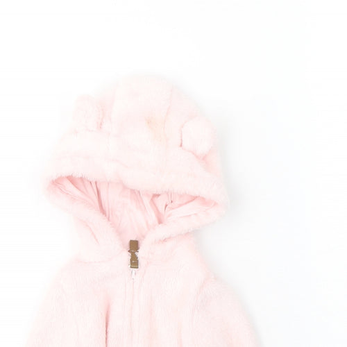 F&F Girls Pink   Basic Coat Coat Size 0-3 Months   Zip