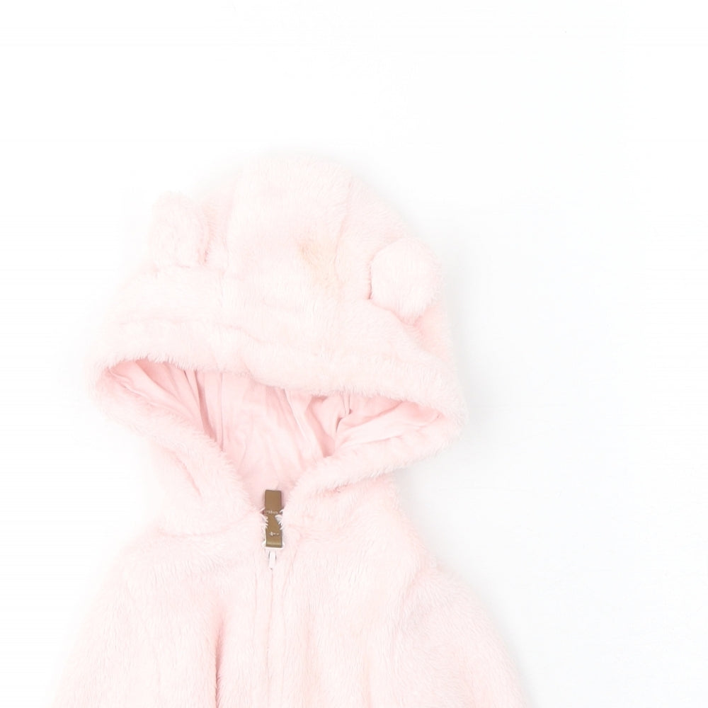 F&F Girls Pink   Basic Coat Coat Size 0-3 Months   Zip