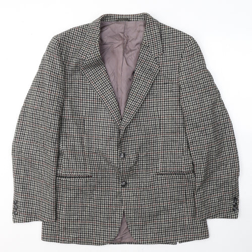 Preworn Mens Green Houndstooth Wool Jacket Suit Jacket Size 40