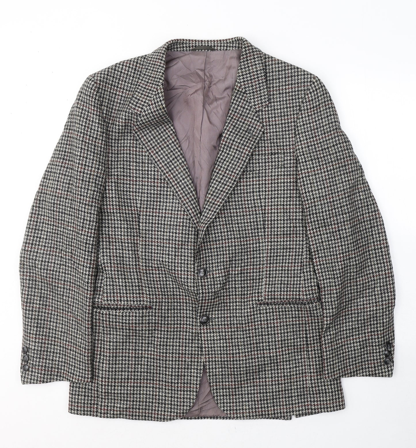 Preworn Mens Green Houndstooth Wool Jacket Suit Jacket Size 40