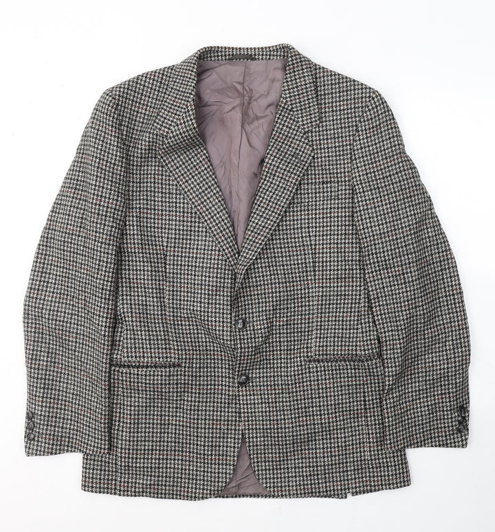 Preworn Mens Green Houndstooth Wool Jacket Suit Jacket Size 40