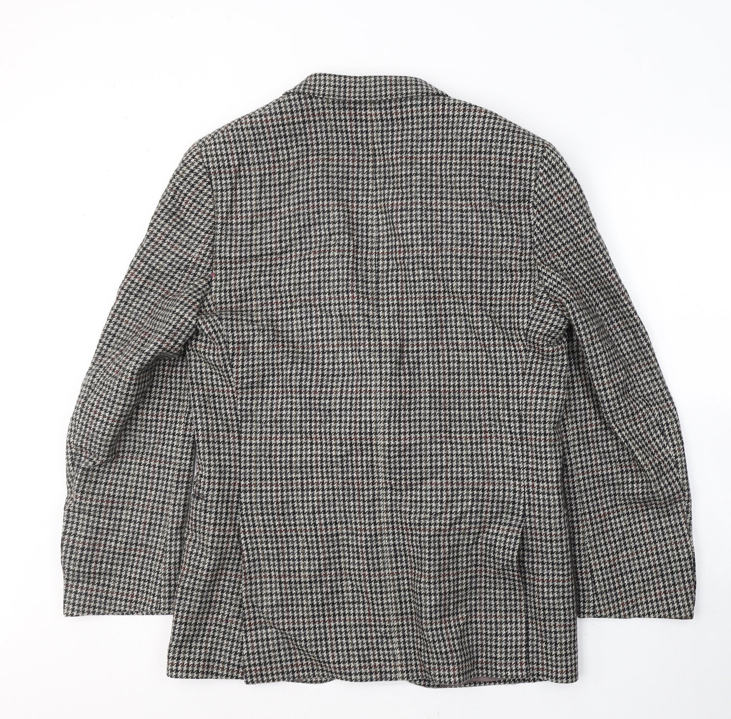 Preworn Mens Green Houndstooth Wool Jacket Suit Jacket Size 40