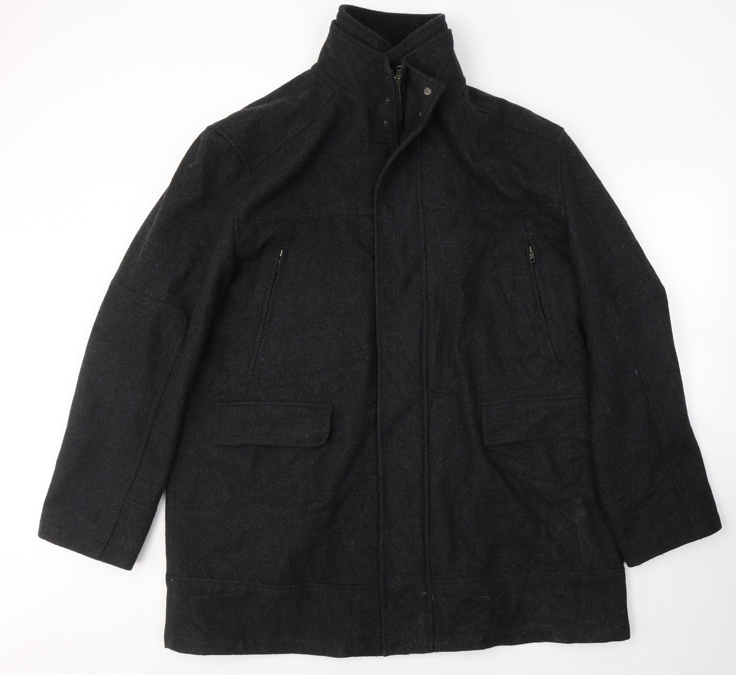 NEXT Mens Black   Trench Coat Coat Size 2XL  Zip