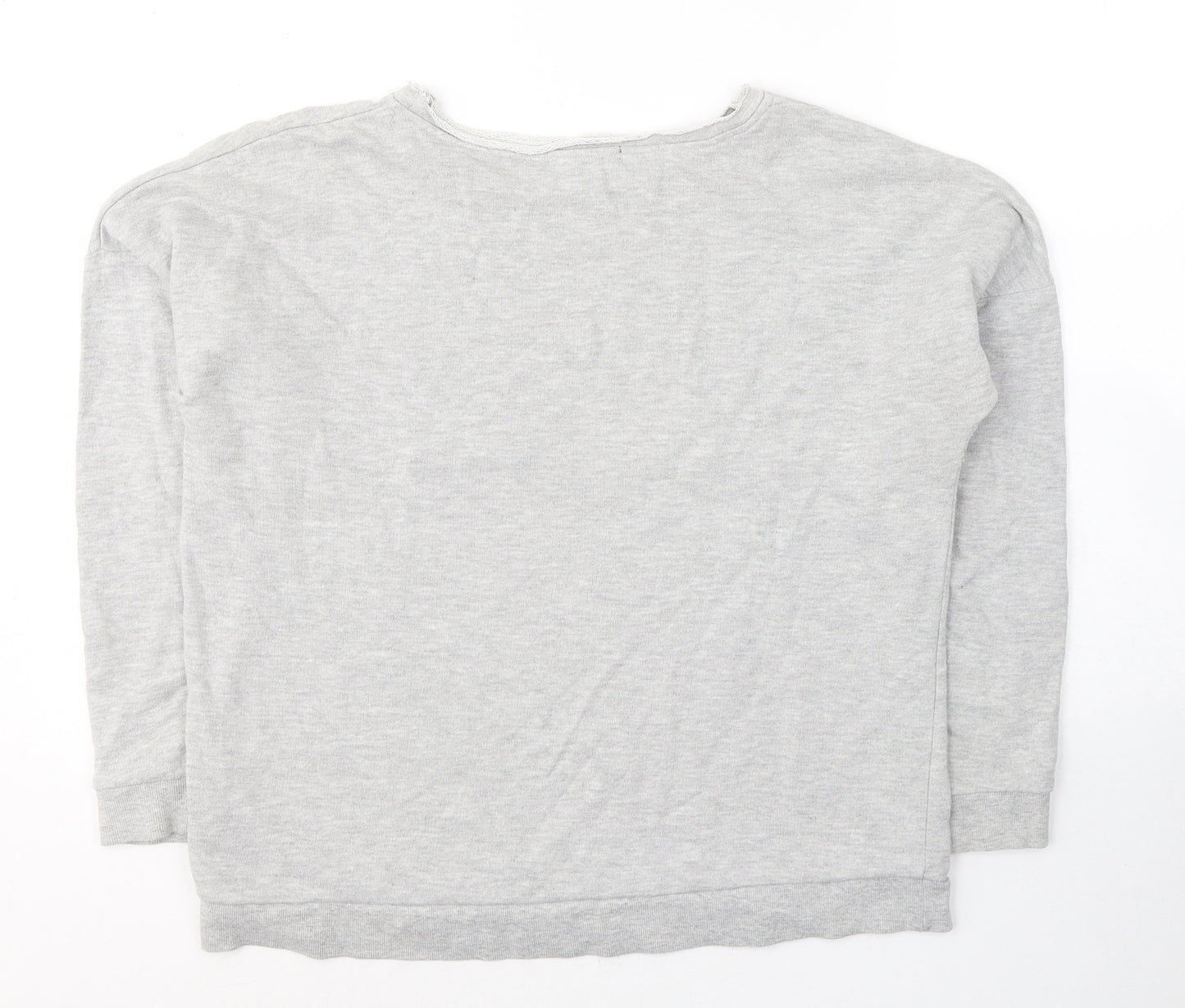 New Look Womens Grey  Cotton Jersey Blouse Size 12 Round Neck