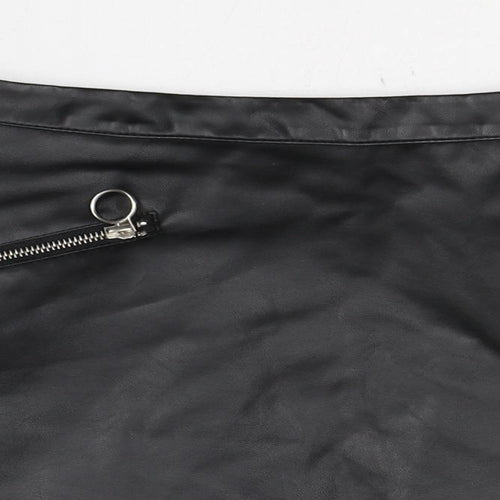 Primark Womens Black  Polyester Mini Skirt Size 12   Zip