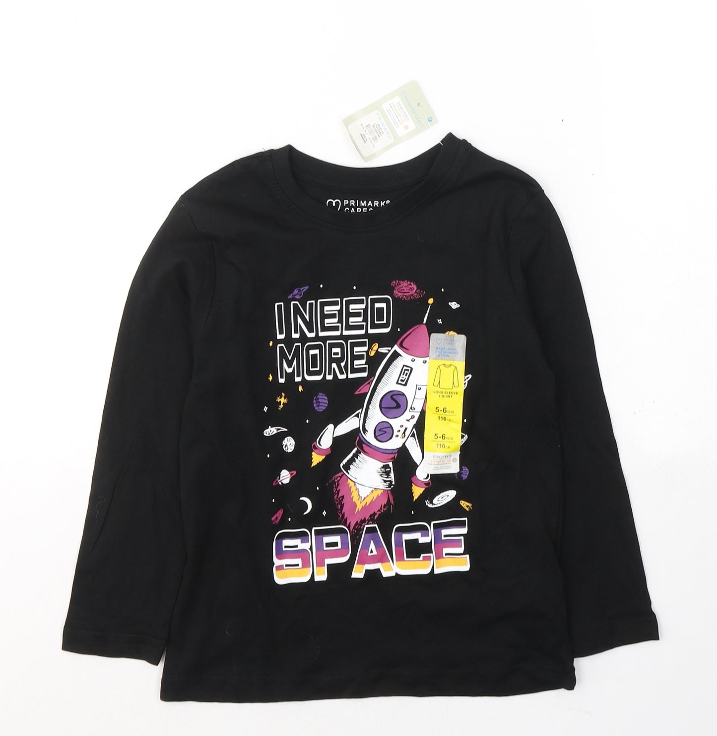 Primark Boys Black  Cotton Pullover Casual Size 5-6 Years Round Neck Pullover - Need more space